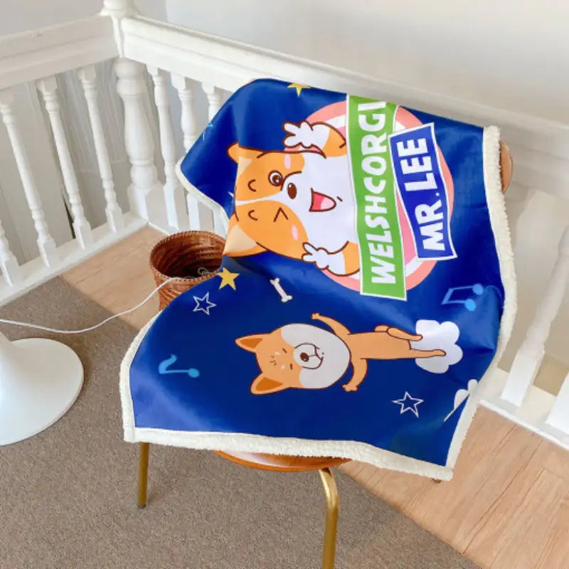Welshcorgi Mr.Lee - Lap Blanket - Soone Content - Fleece Blanket - Harumio