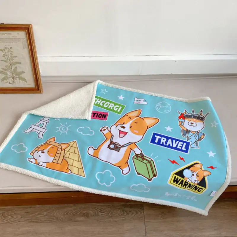 Welshcorgi Mr.Lee - Lap Blanket - Soone Content - Fleece Blanket - Harumio