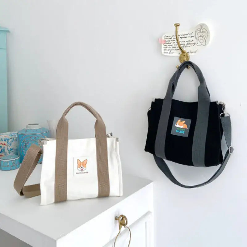 Welshcorgi Mr.Lee - Webbing Cross Eco Bag - Soone Content - Cross Eco Bags - Harumio