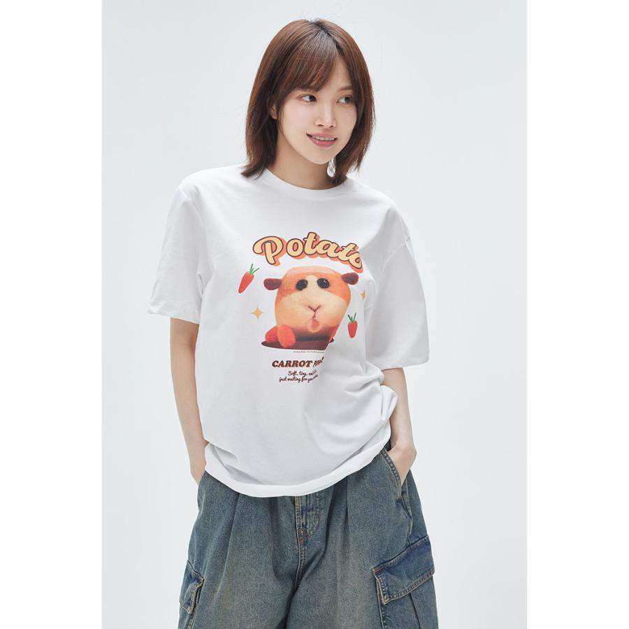 SPAO x Pui Pui Moruka - Short Sleeve T-Shirt (Orange) - SPAO - T-Shirt - Harumio