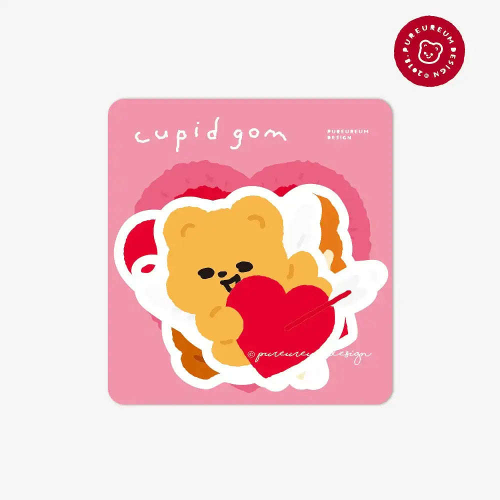 Pureureum Design - Cupid Bear Heart Collecting Sculpture Sticker