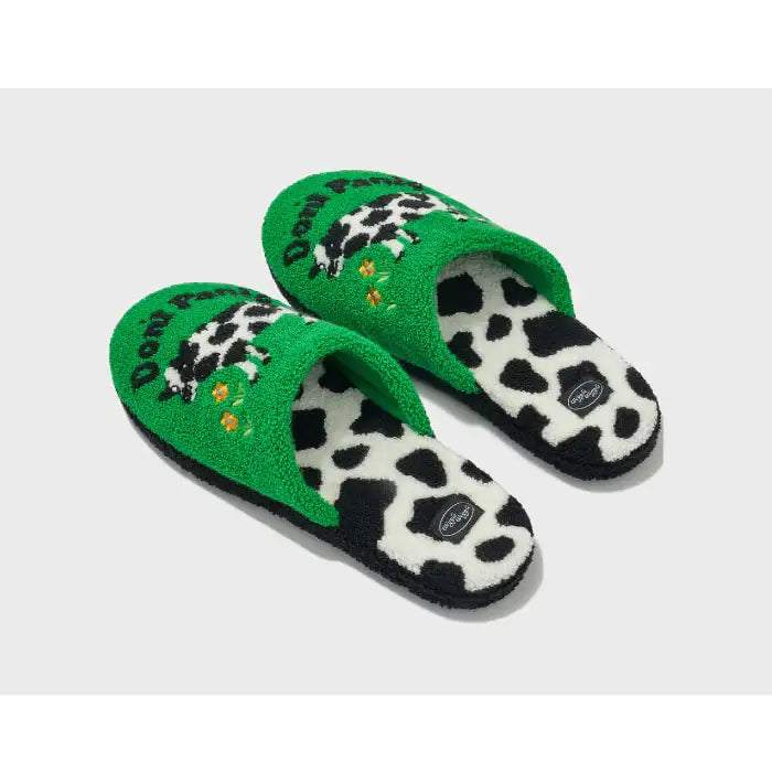 Wiggle Wiggle - Don't Panic Green Terry Home Slippers - Wiggle Wiggle - Slipper - Harumio