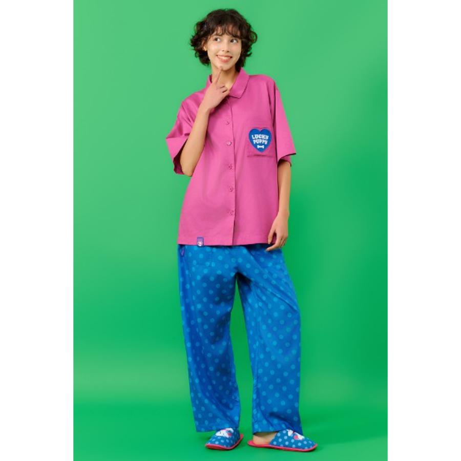 Wiggle Wiggle - Short-Sleeved Pajama Set (Lucky Puppy Purple Dot)
