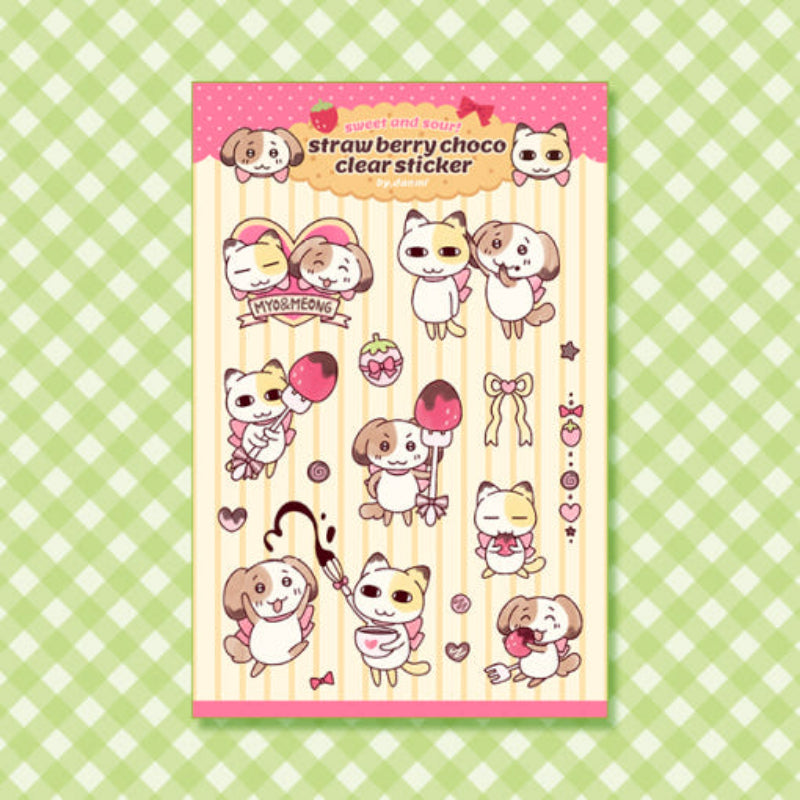 Myonyang & Meonggu's Bakery - Strawberry Choco Clear Sticker