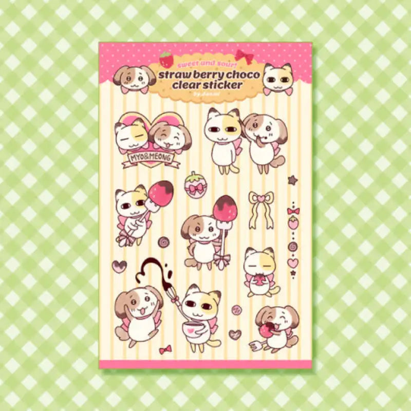 Myonyang & Meonggu's Bakery - Strawberry Choco Clear Sticker - YourMana - Sticker - Harumio