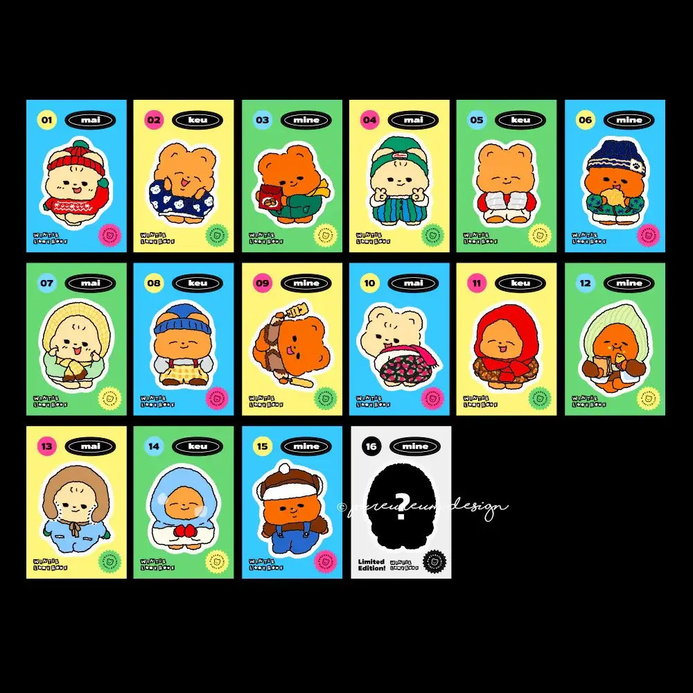 Pureureumdesign - Cupid Bear Winter Lookbook Removable Sticker Set (Random 2 types) - Pureureumdesign - Home & Living, Accessories - Harumio