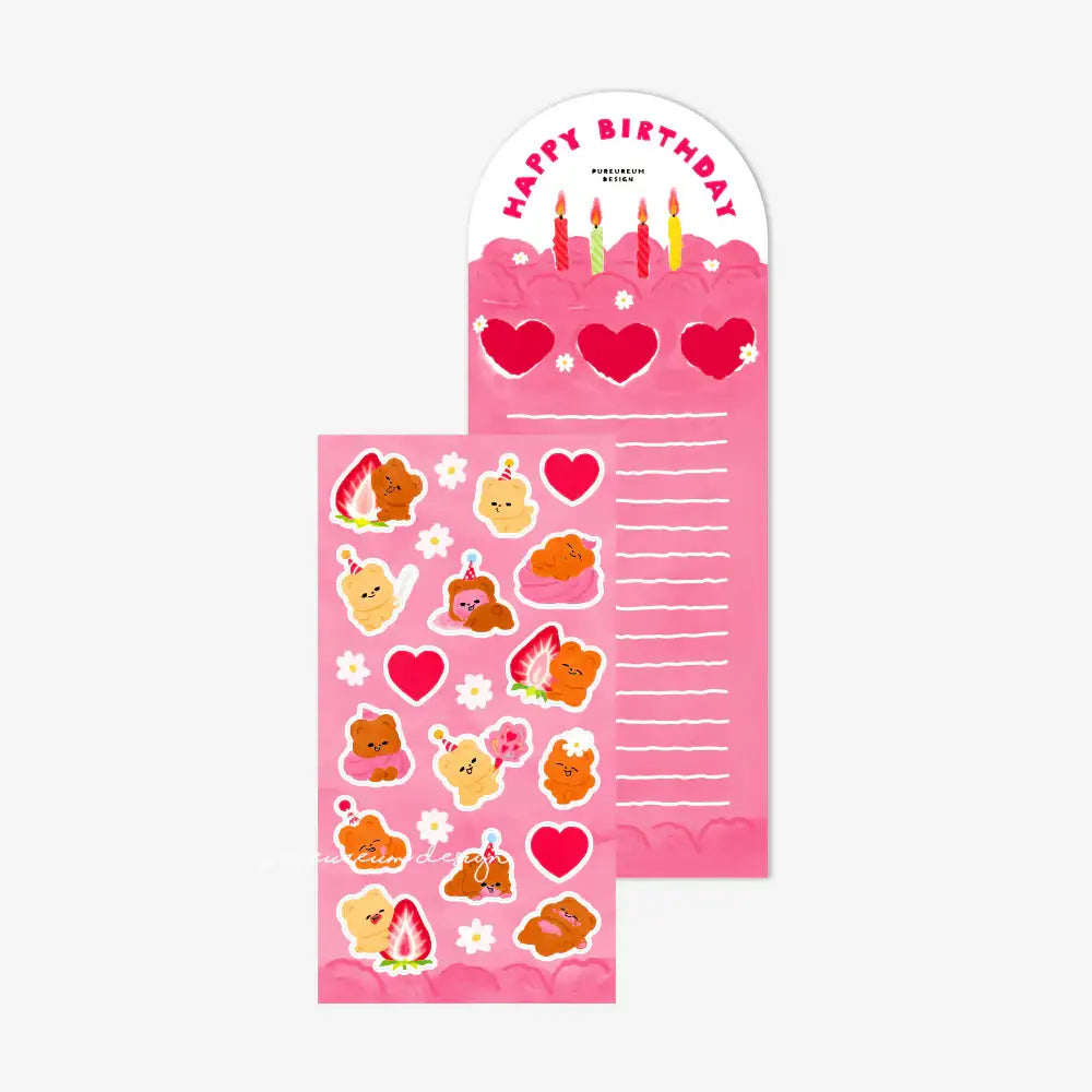 Pureureum Design - Cupid Bear Birthday Cake Sticker - Pureureum Design - Home & Living, Accessories - Harumio