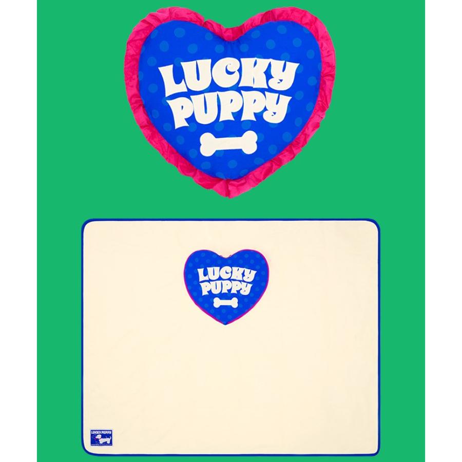 Wiggle Wiggle - Frilled Cushion Blanket (Lucky Puppy Heart)