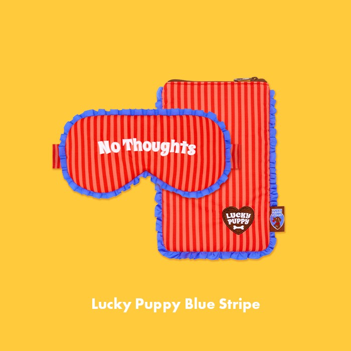 Wiggle Wiggle - Frilled Eye Mask & Pouch Set (Lucky Puppy Blue Stripe)