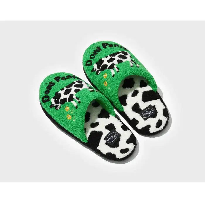 Wiggle Wiggle - Don't Panic Green Terry Home Slippers (Kids) - Wiggle Wiggle - Slipper - Harumio