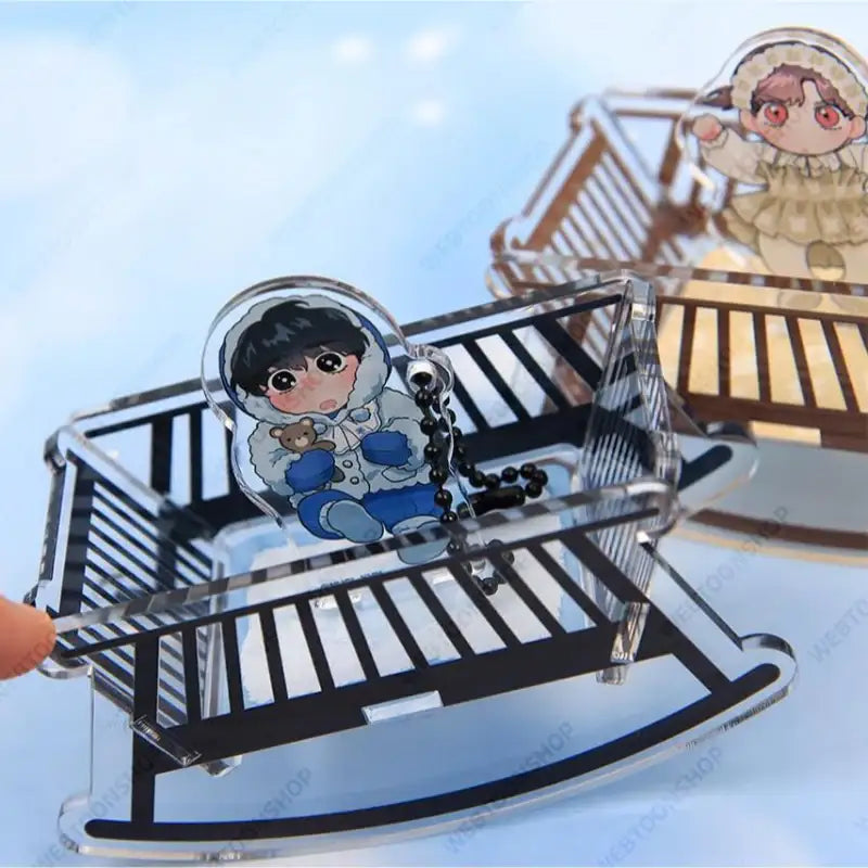 The Northern Duke Needs a Warm Hug - Rocking Crib Acrylic Stand + Charm Set - Webtoon Shop - Acrylic Stand - Harumio