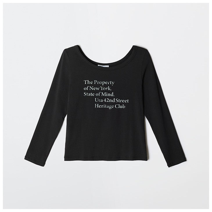 SPAO - Off-Shoulder Long Sleeve T-Shirt