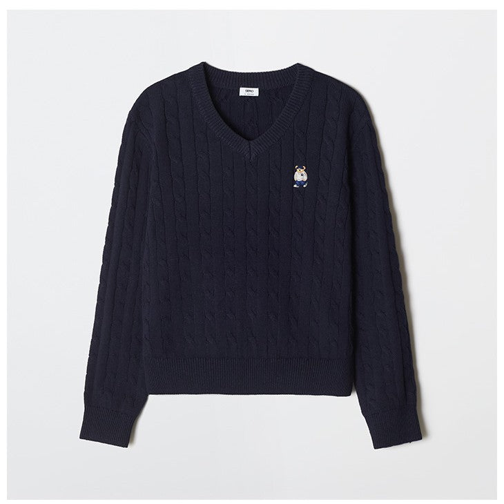 SPAO - Cable V-Neck Sweater (Woody)