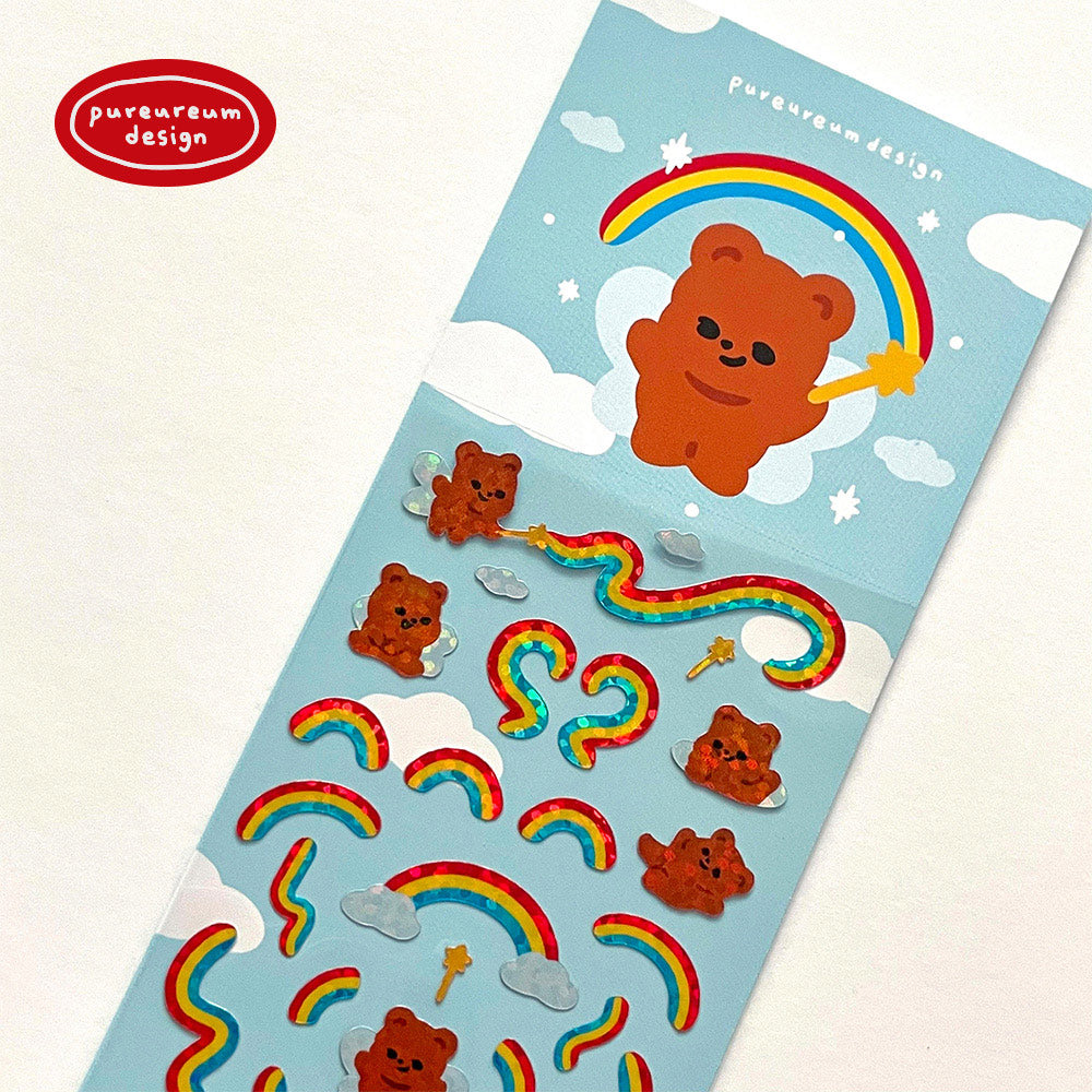 Pureureum Design - Rainbow Fairy Bear Hologram Sticker