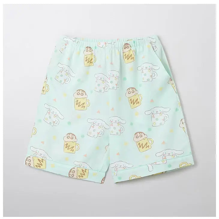 Cinnamoroll X Crayon Shin-chan - Short Sleeve Pajamas Set (Mint) - SPAO - Pajamas - Harumio