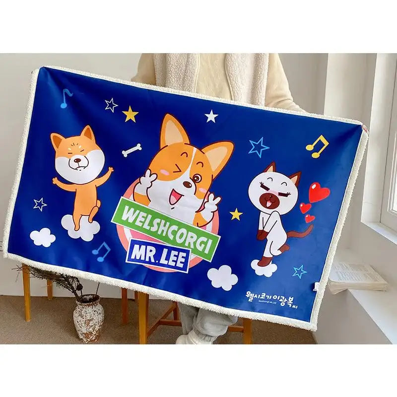 Welshcorgi Mr.Lee - Lap Blanket - Soone Content - Fleece Blanket - Harumio