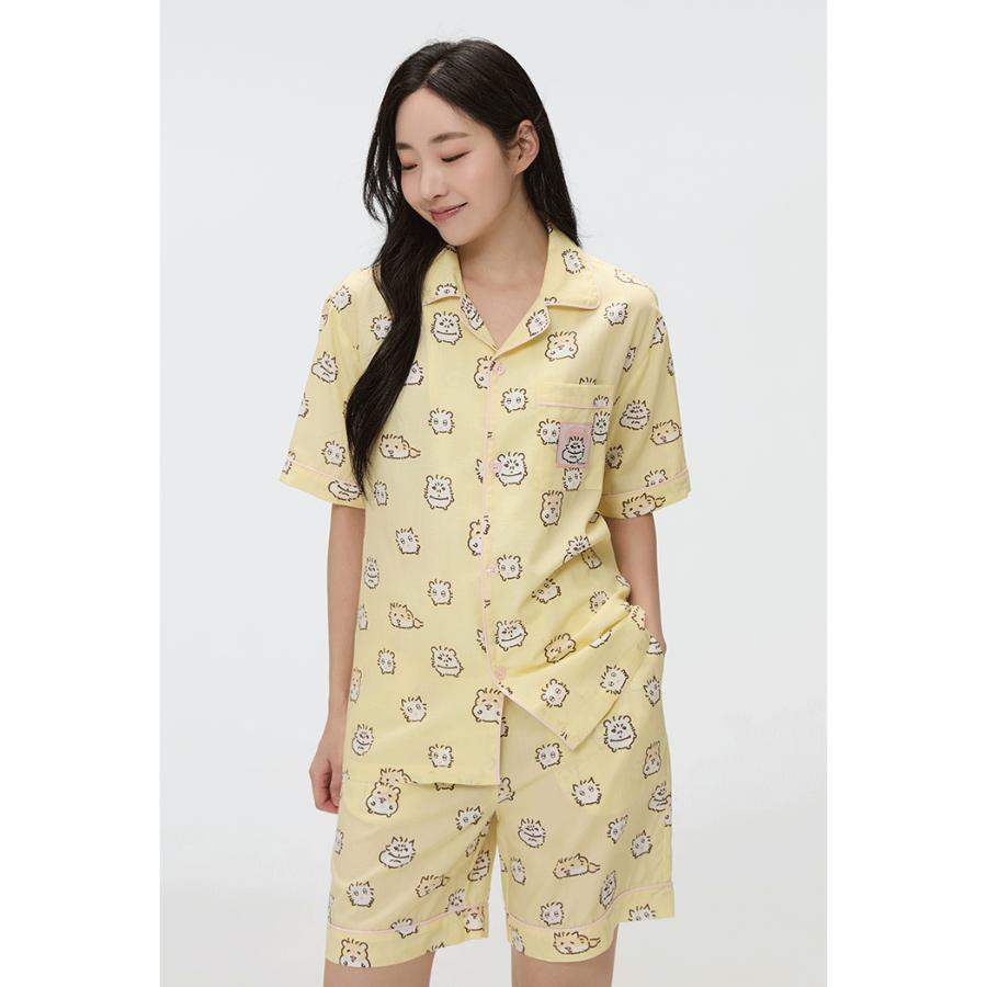 SPAO x Kerham - Short Sleeve Pajamas Set (Light Yellow) - SPAO - Pajamas - Harumio