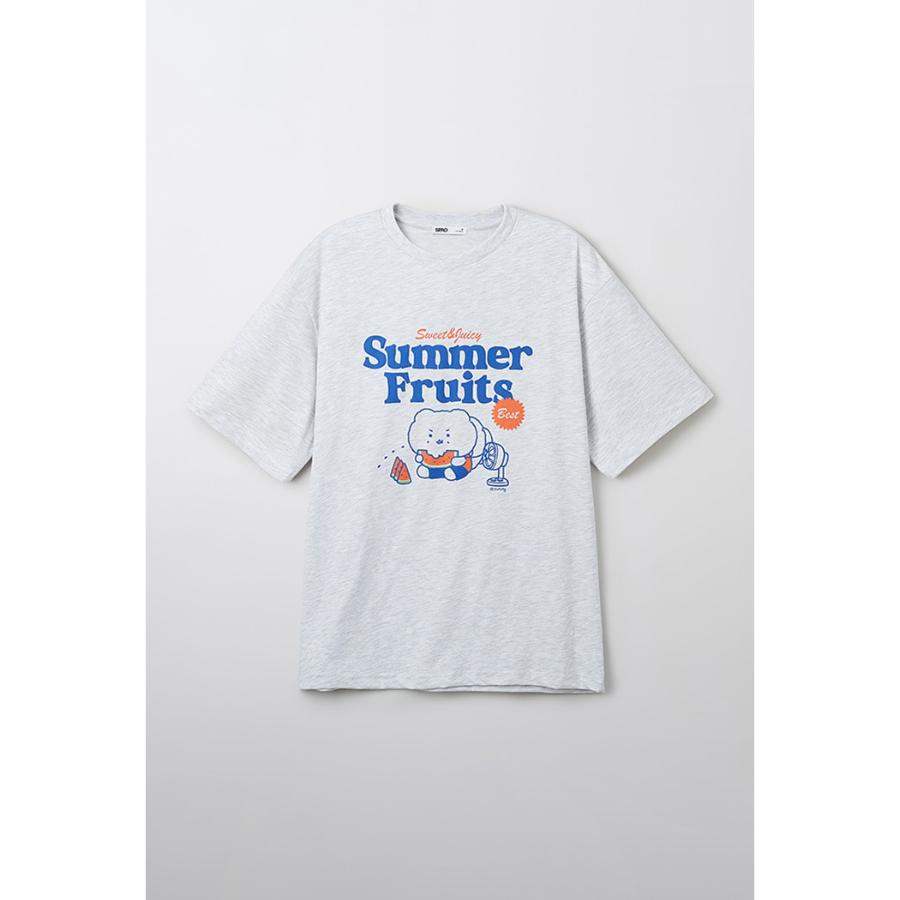 SPAO x Manggeureojin Gom - Light Melange Gray Short Sleeve T-Shirt - SPAO - T-shirt - Harumio