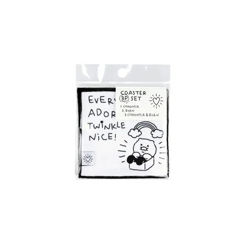 Kakao Friends - Doodle Doodle Ryan & Choonsik Fabric Coaster Set - Kakao Friends - Home & Living, Accessories - Harumio