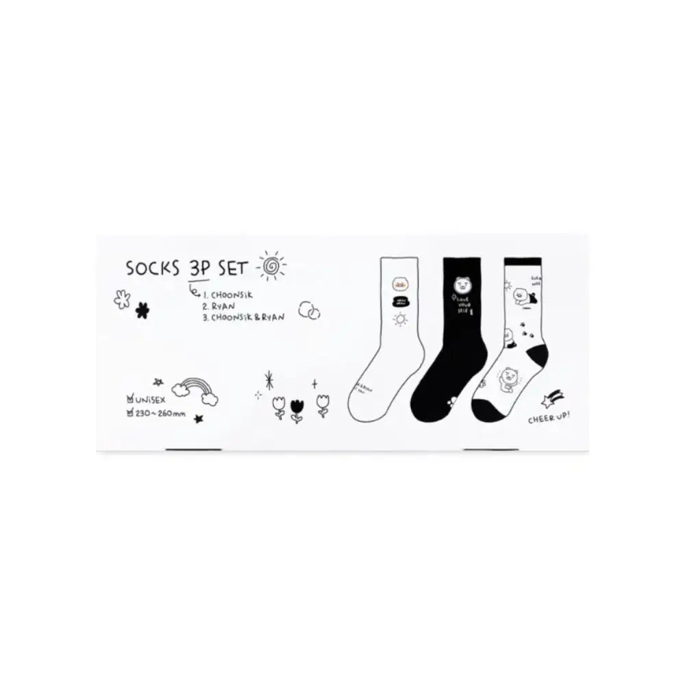 Kakao Friends - Doodle Doodle Ryan & Choonsik Long Socks Set - Kakao Friends - Home & Living, Accessories - Harumio