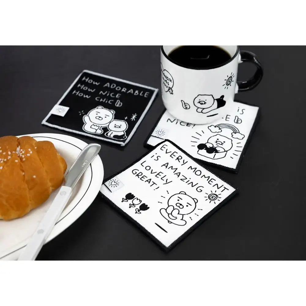 Kakao Friends - Doodle Doodle Ryan & Choonsik Fabric Coaster Set - Kakao Friends - Home & Living, Accessories - Harumio