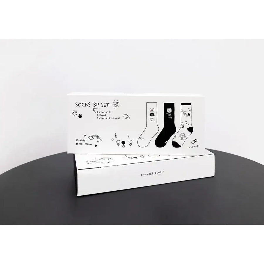 Kakao Friends - Doodle Doodle Ryan & Choonsik Long Socks Set - Kakao Friends - Home & Living, Accessories - Harumio
