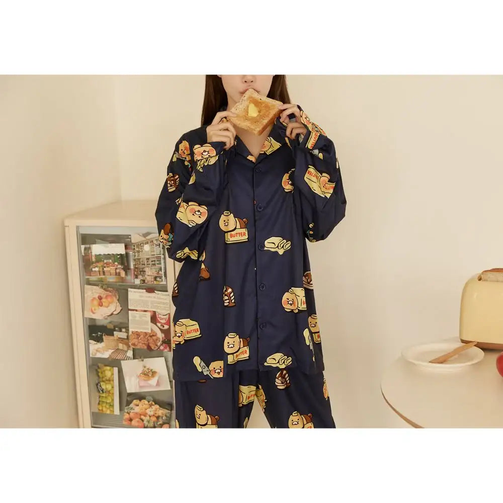 Kakao Friends - Baking Time Choonsik Navy Pajamas Set - Kakao Friends - Clothing - Harumio