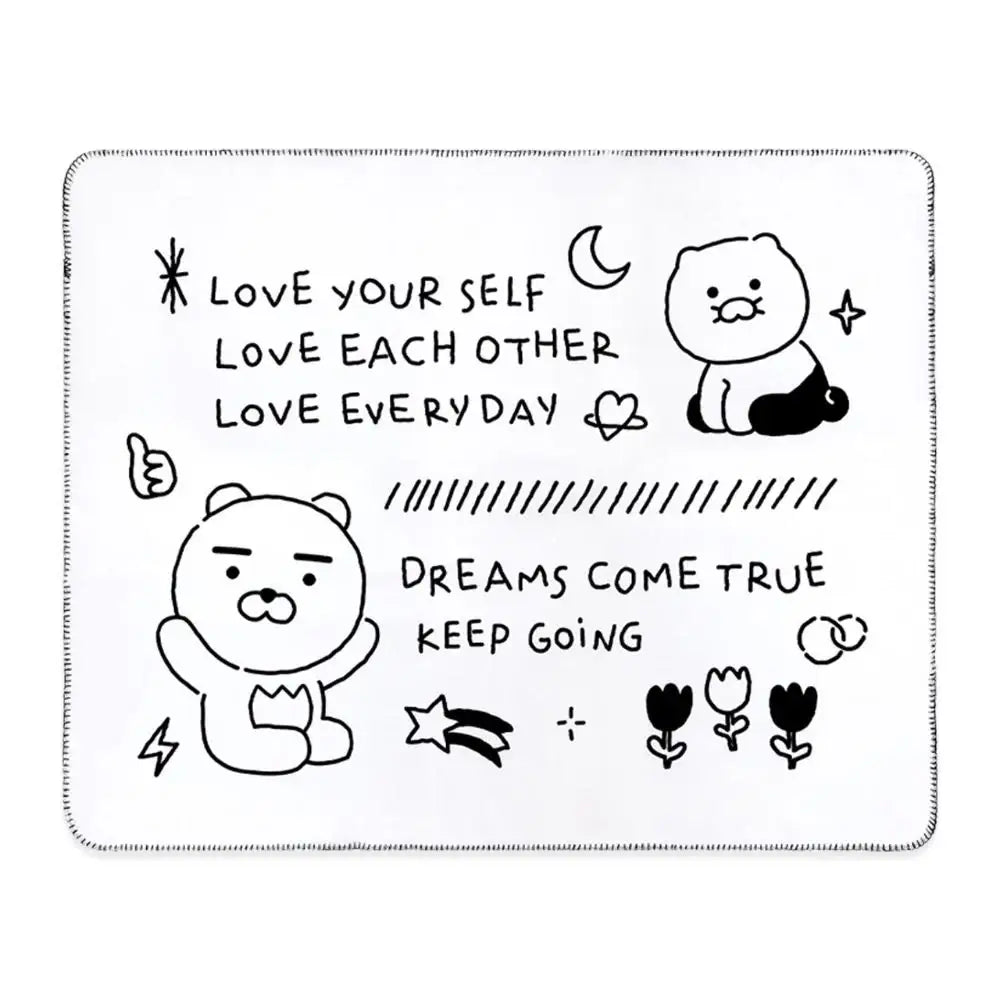 Kakao Friends - Doodle Doodle Ryan & Choonsik Large Fleece Blanket - Kakao Friends - Home & Living, Accessories - Harumio