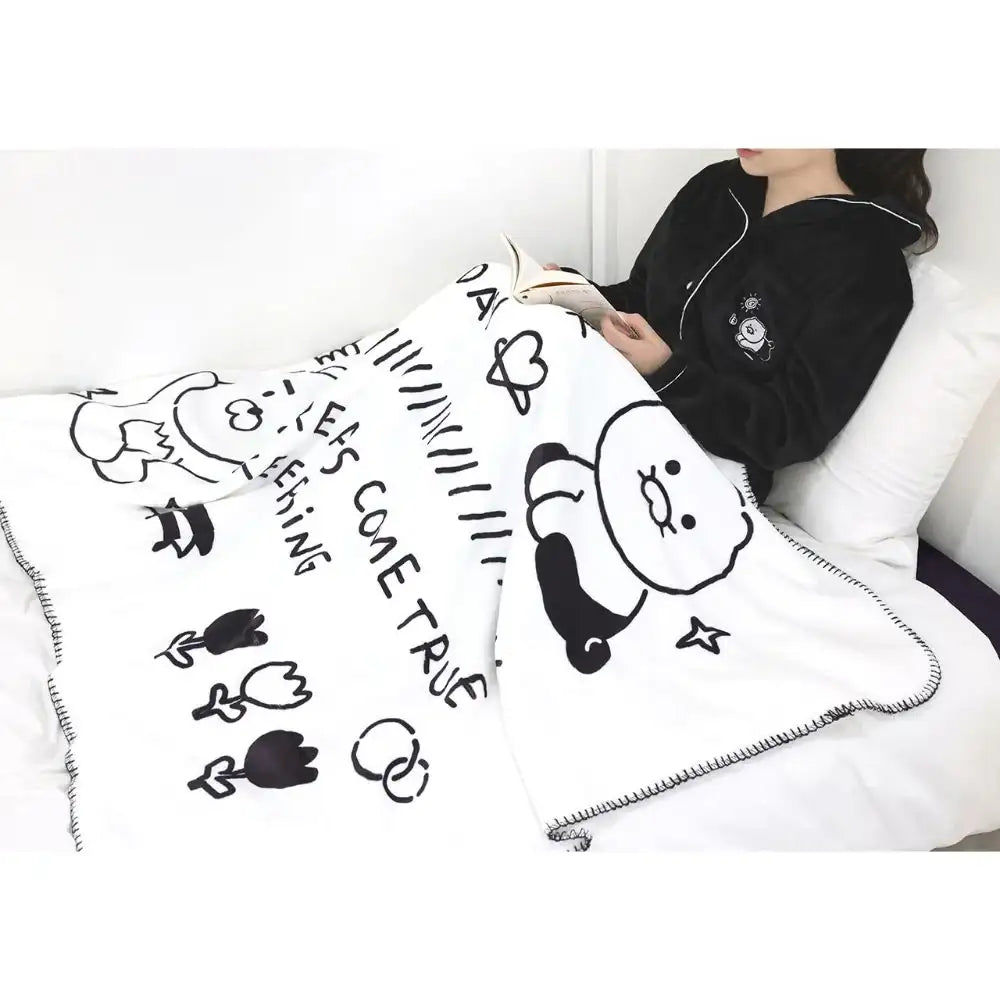 Kakao Friends - Doodle Doodle Ryan & Choonsik Large Fleece Blanket - Kakao Friends - Home & Living, Accessories - Harumio