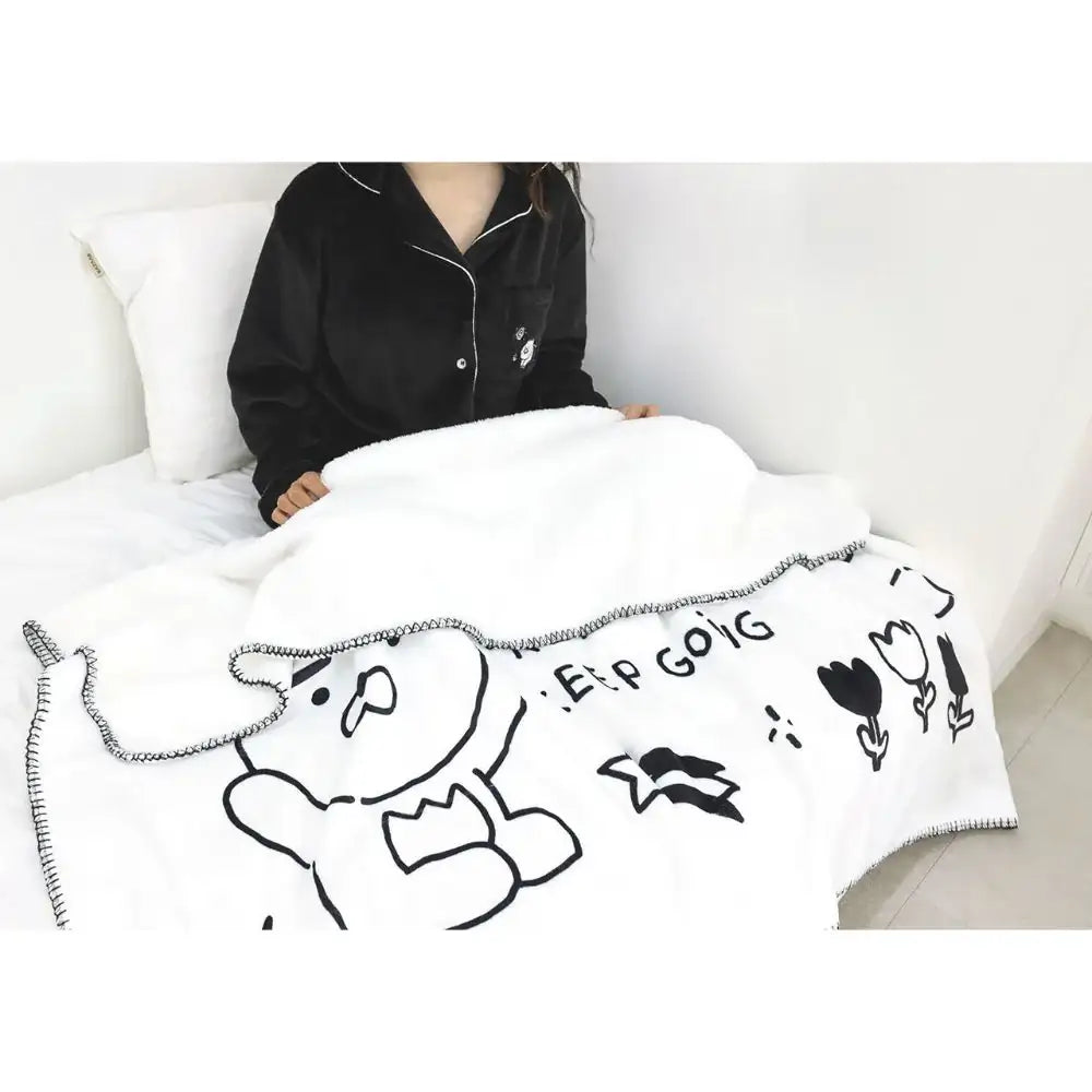 Kakao Friends - Doodle Doodle Ryan & Choonsik Large Fleece Blanket - Kakao Friends - Home & Living, Accessories - Harumio