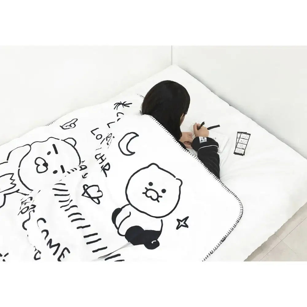 Kakao Friends - Doodle Doodle Ryan & Choonsik Large Fleece Blanket - Kakao Friends - Home & Living, Accessories - Harumio