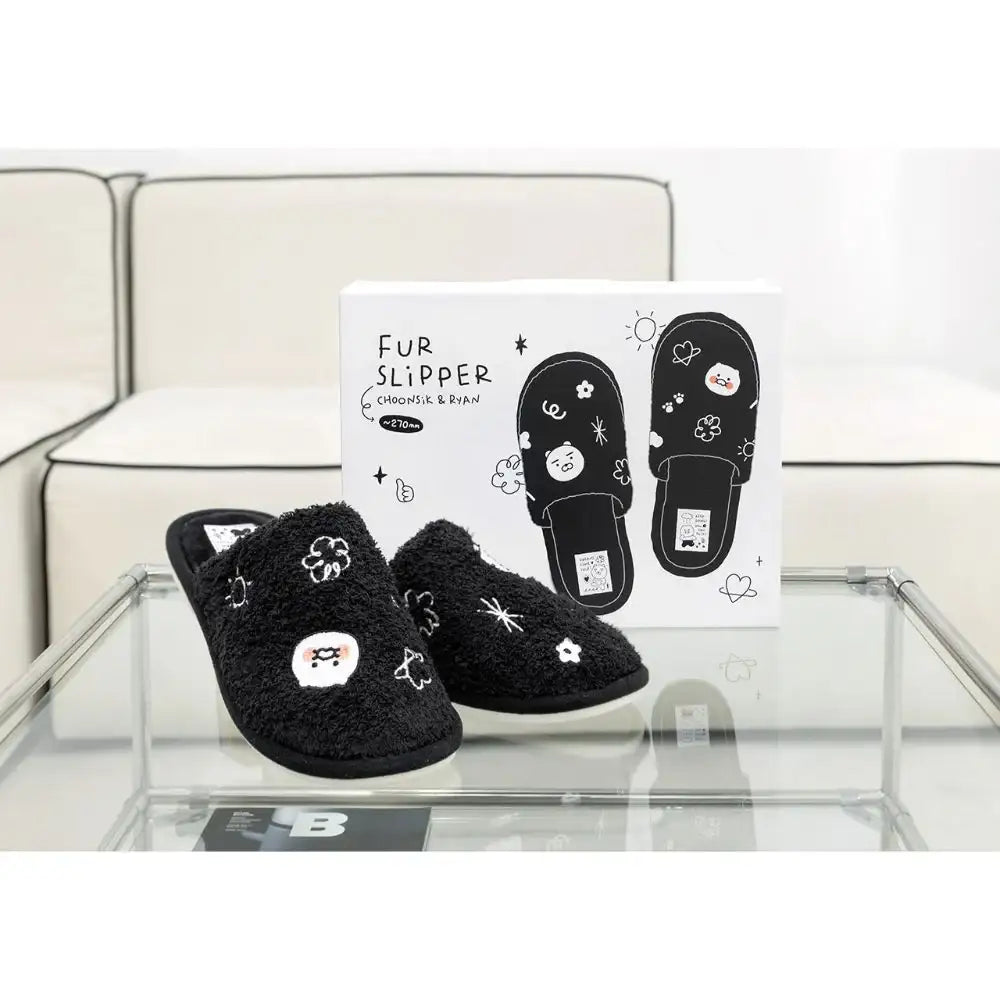 Kakao Friends - Doodle Doodle Ryan & Choonsik Fur Slippers - Kakao Friends - Home & Living, Accessories - Harumio