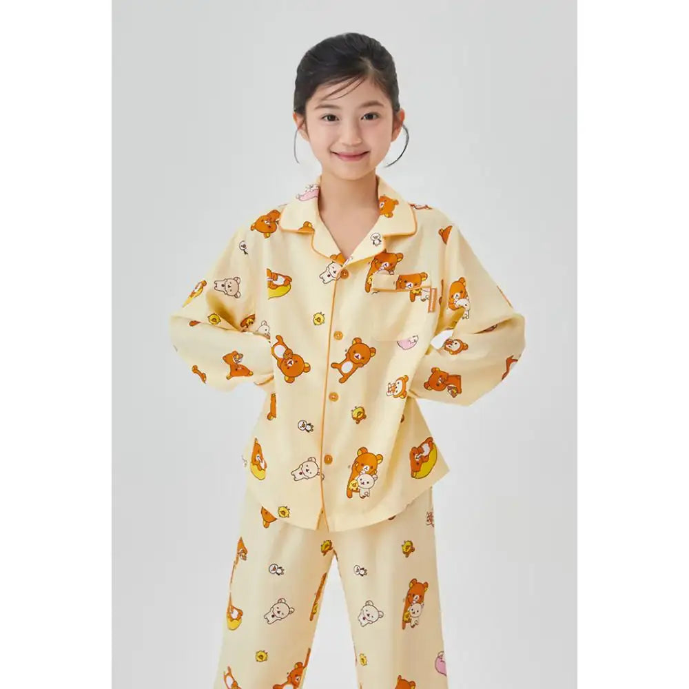 SPAO x Rilakkuma - Kuma's Free Time Long Sleeve Pajamas (Kids) - SPAO - Pajama Set - Harumio