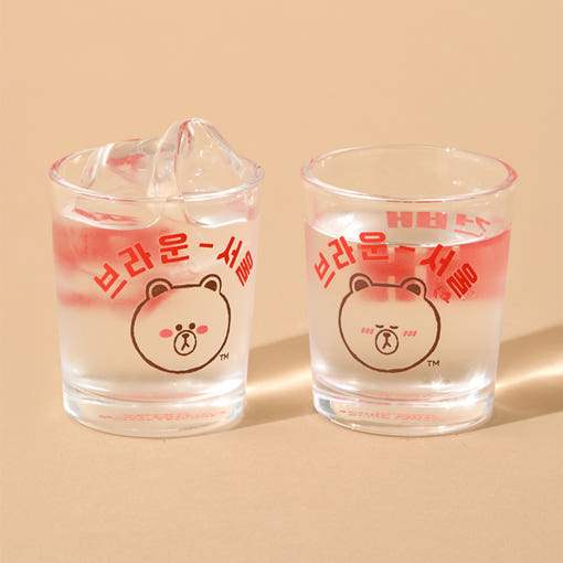 Line Friends - Brown Seoul Edition Soju Glass Set (2 pieces) - Line Friends - Glass Cup - Harumio