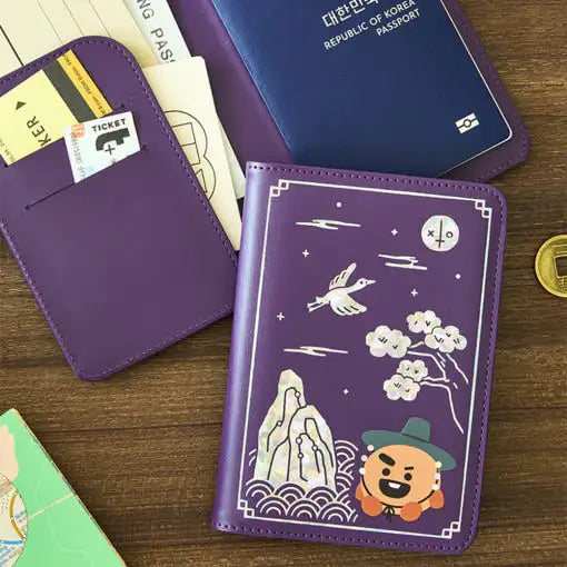 BT21 - Premium K-Edition Mother-of-pearl Graphic Passport Case - Line Friends - Passport Case - Harumio