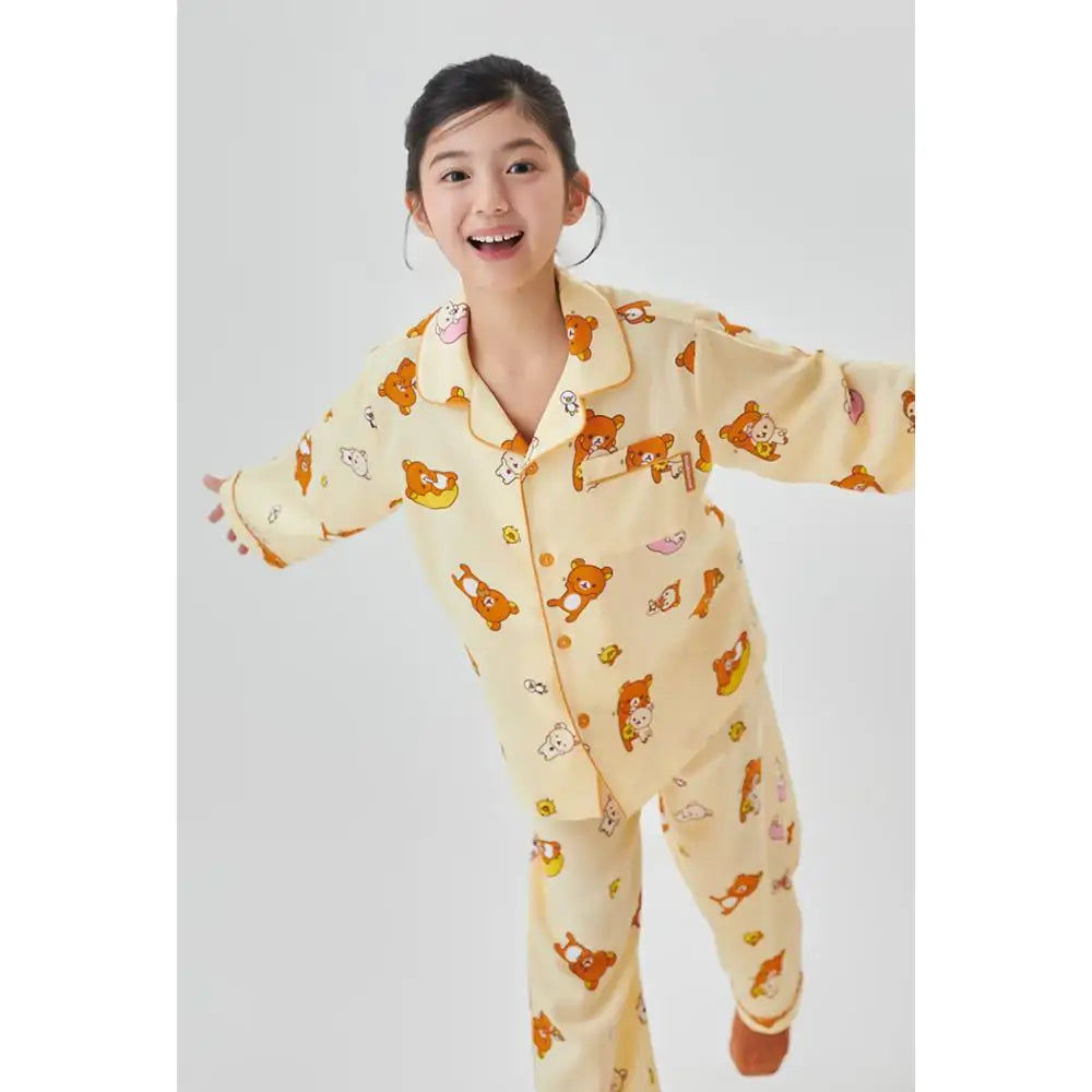 SPAO x Rilakkuma - Kuma's Free Time Long Sleeve Pajamas (Kids) - SPAO - Pajama Set - Harumio