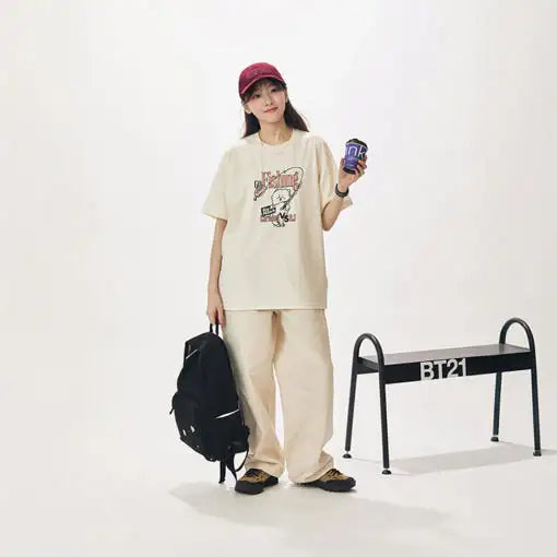 BT21 - RJ Go Fishing Short Sleeve T-Shirt - BT21 - T-Shirt - Harumio