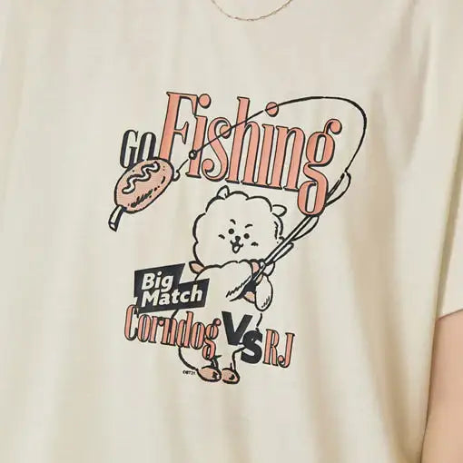 BT21 - RJ Go Fishing Short Sleeve T-Shirt - BT21 - T-Shirt - Harumio