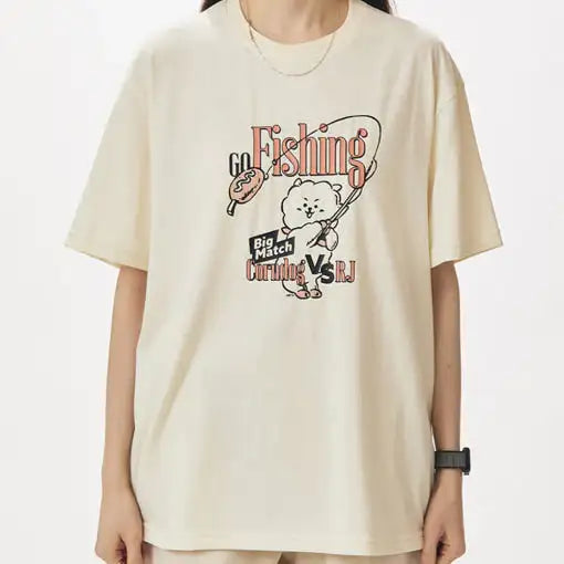 BT21 - RJ Go Fishing Short Sleeve T-Shirt - BT21 - T-Shirt - Harumio