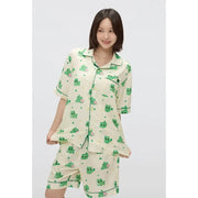 SPAO x Earthlings - Hello Earthling Short Sleeve Pajamas Set (Green) - SPAO - Pajamas - Harumio