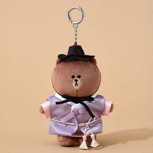Line Friends - Brown Seoul Edition Hanbok Costume Doll Keychain - Line Friends - Doll Keyring - Harumio