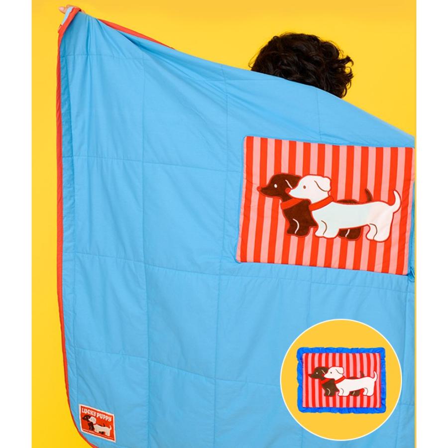Wiggle Wiggle - Frilled Cushion Blanket (Lucky Puppy Square)