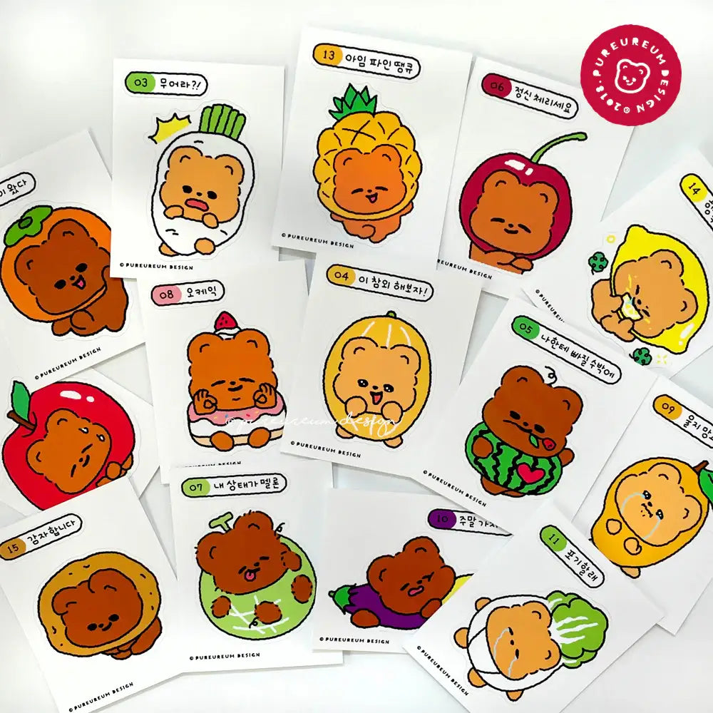 Pureureum Design - Cupid Bear Food Drip Random Removable Sticker 2 Types - Pureureum Design - Home & Living, Accessories - Harumio
