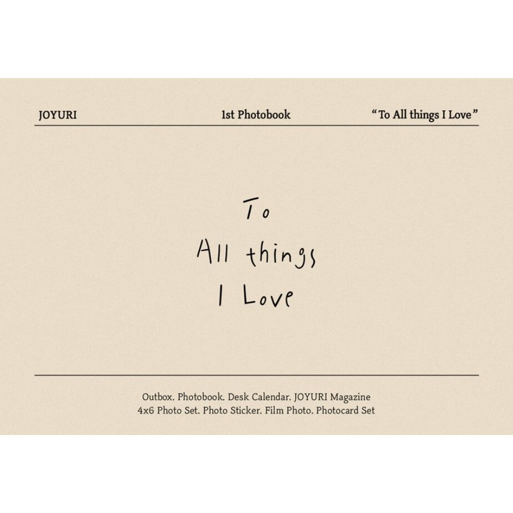 JO YURI - To All things I Love : 1st Photobook