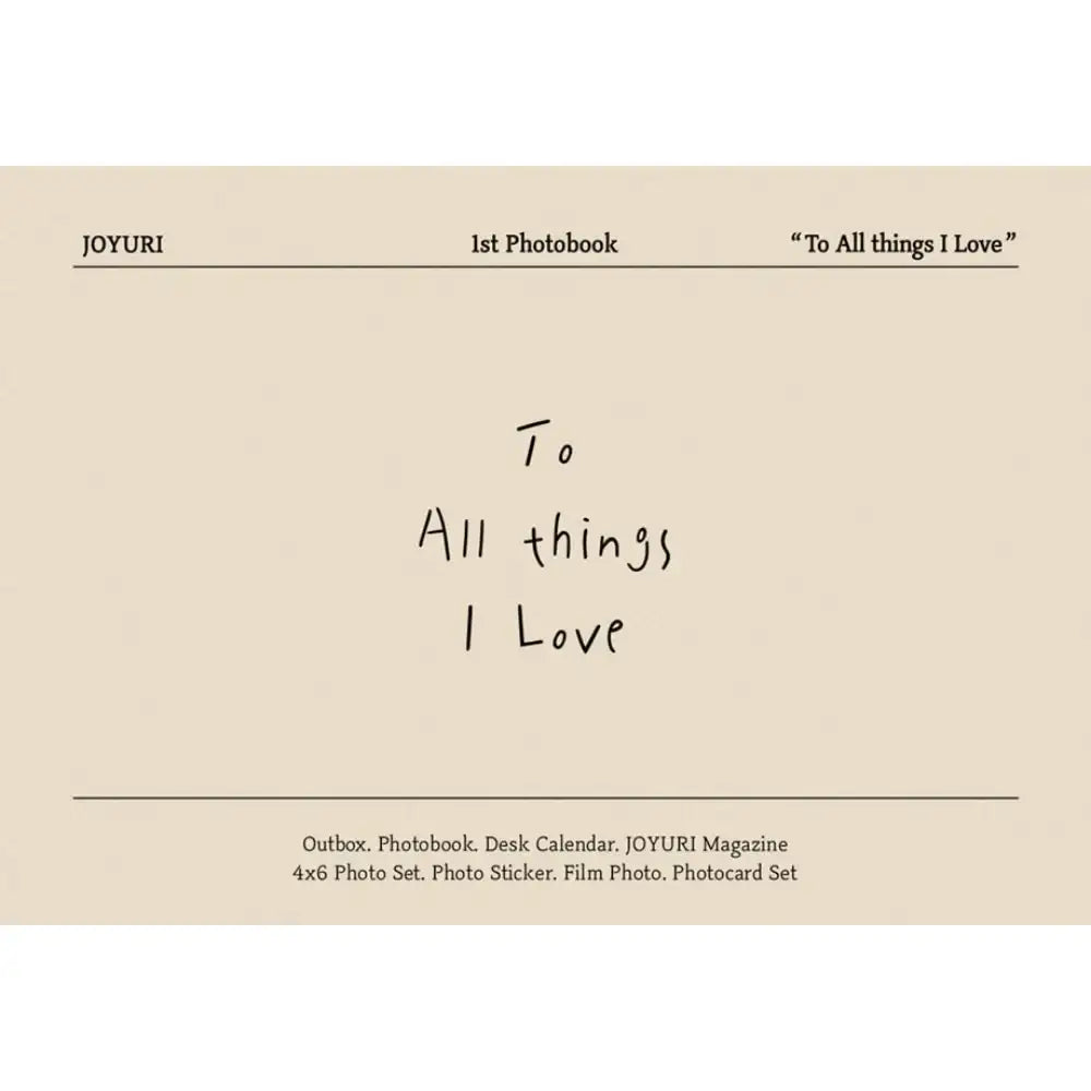 JO YURI - To All things I Love : 1st Photobook