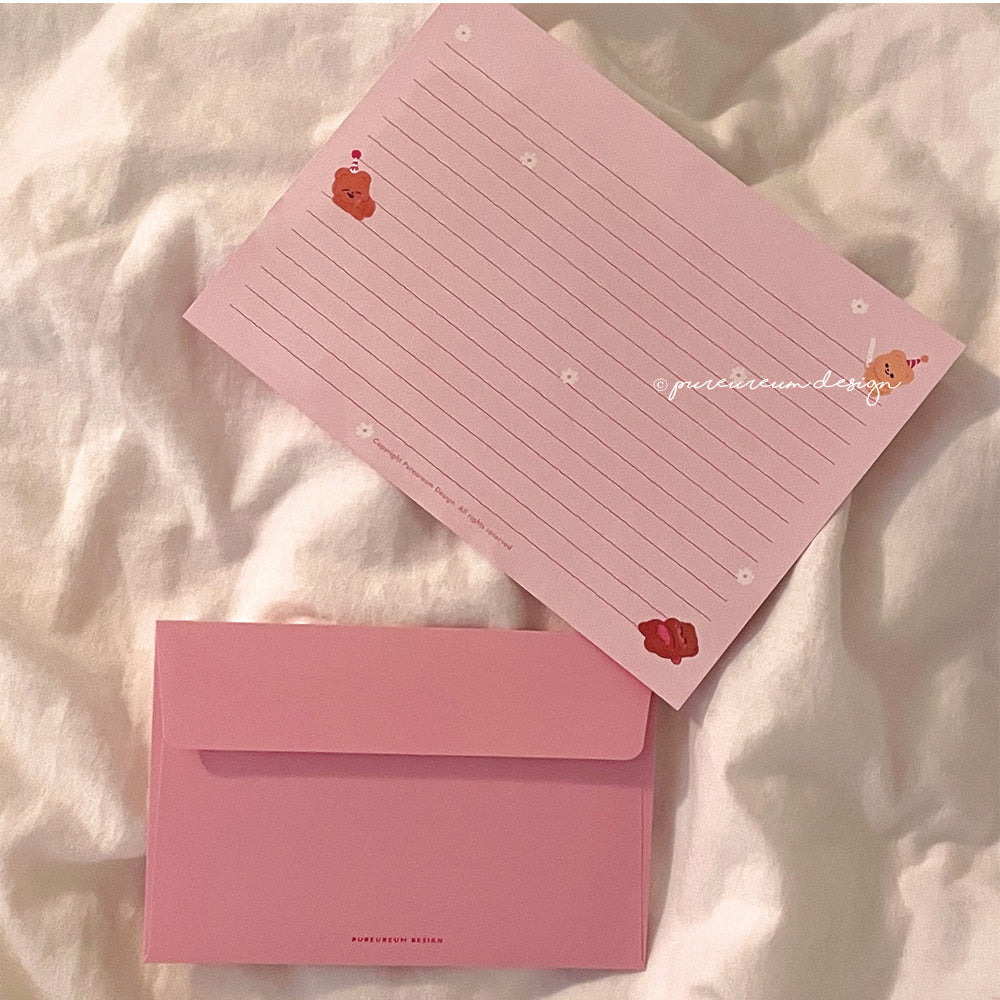 Pureureum Design - Cupid Bear Birthday Cake Stationery Set