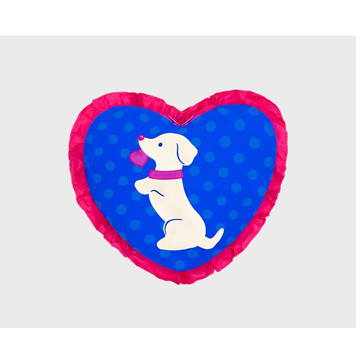 Wiggle Wiggle - Frilled Cushion Blanket (Lucky Puppy Heart)