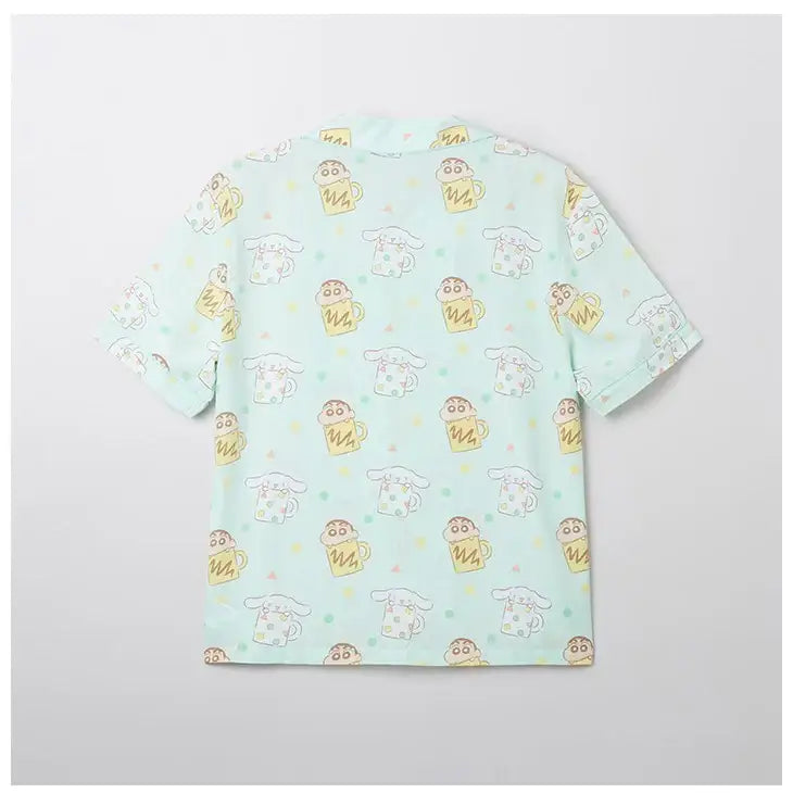 Cinnamoroll X Crayon Shin-chan - Short Sleeve Pajamas Set (Mint) - SPAO - Pajamas - Harumio