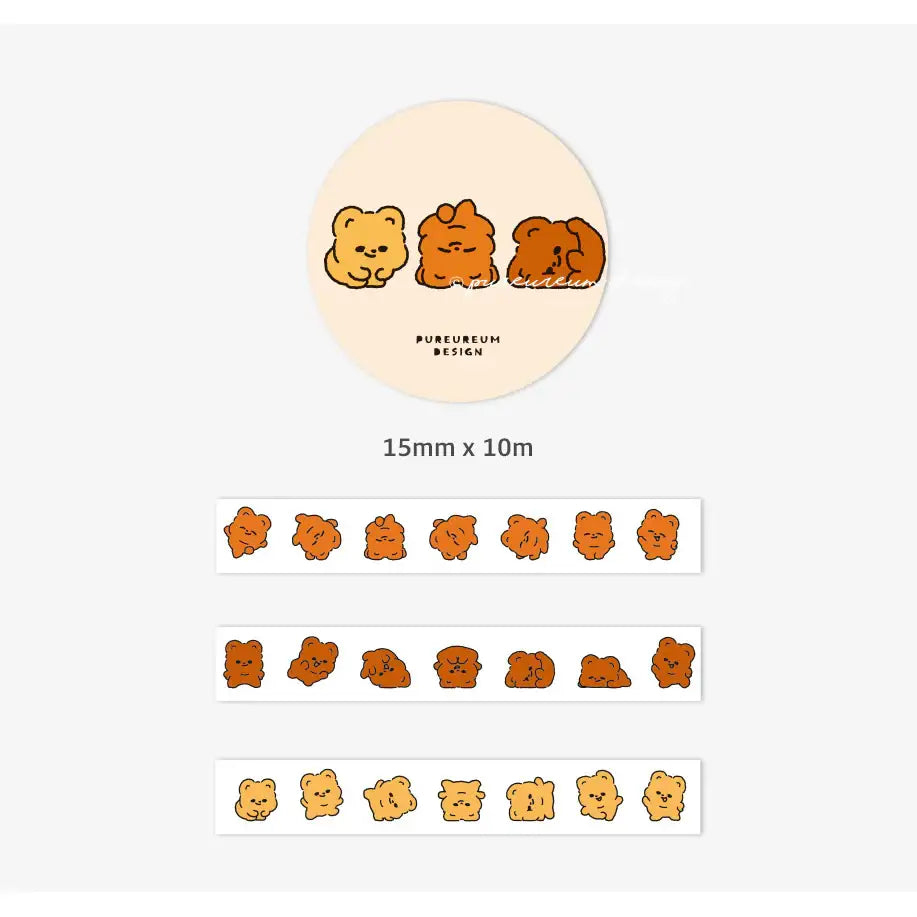 Pureureum Design - Cupid Bear Somersault Masking Tape 15mm - Pureureum Design - Home & Living, Accessories - Harumio