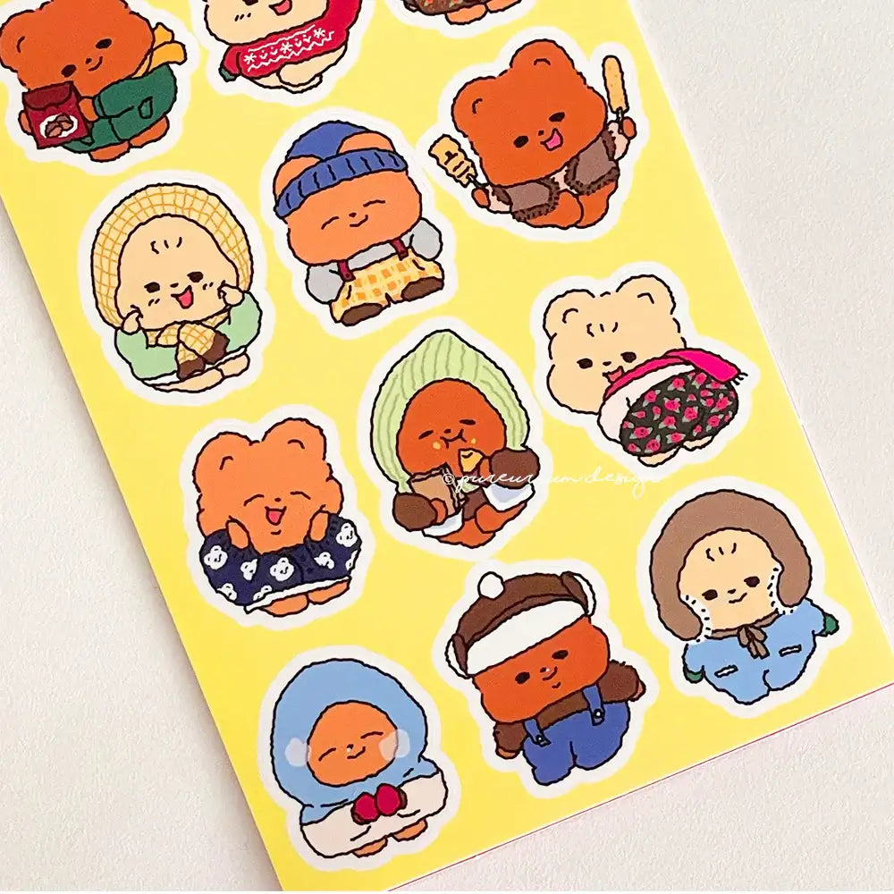 Pureureumdesign - Cupid Bear Winter Lookbook Sticker - Pureureumdesign - Home & Living, Accessories - Harumio
